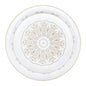 20 Pack White and Gold Round Plastic Dinnerware Set (10 Guests) - Medallion - Pro Linens