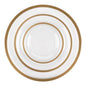 24 Pack Clear and Gold Rim Plastic Dinnerware Set (8 Guests) - Contrast - Pro Linens