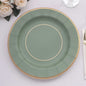 25 Pack Sage Green Sunray Heavy Duty Paper Charger Plates with Gold Rim, 13" Round Disposable Serving Plates - 350 GSM Pro Linens