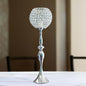 30" Silver Metal Acrylic Crystal Goblet Candle Holder, Flower Ball Stand Pro Linens