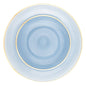 32 Pack Blue Transparent and Gold Round Plastic Dinnerware Set (16 Guests) - Crystal Design - Pro Linens