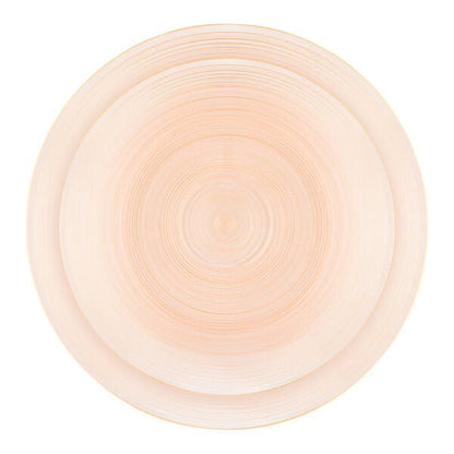 32 Pack Peach Transparent Round Plastic Dinnerware Set (16 Guests) - Crystal Design - Pro Linens