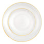 32 Pack Pearl and Gold Round Plastic Dinnerware Set (16 Guests) - Crystal Design - Pro Linens