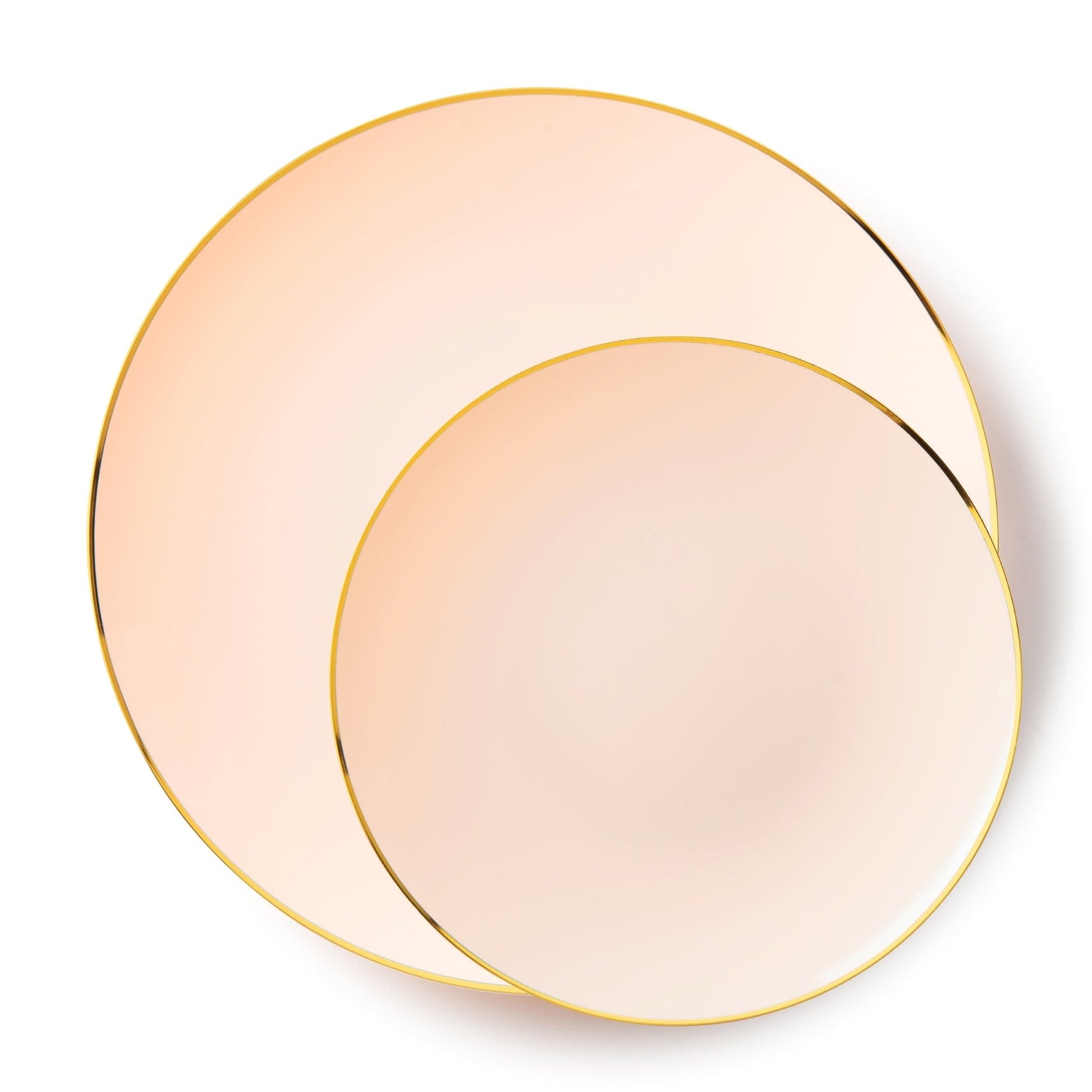 32 Pack Pink and Gold Round Plastic Dinnerware Set (16 Guests) - Organic - Pro Linens