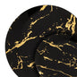 32 Piece Combo Black and Gold Round Plastic Dinnerware Set (16 Servings) - Stroke - Pro Linens