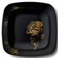 32 Piece Combo Black and Gold Square Plastic Dinnerware Set (16 Servings) - Peony - Pro Linens