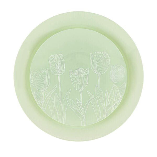 32 Piece Combo Mint Green/White Tulip Round Plastic Dinnerware Set (16 Servings) - Organic Tulip - Pro Linens