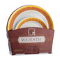 32 Piece Combo Pack Burgundy and Gold Round Plastic Dinnerware Set (16 Servings) - Majestic - Pro Linens