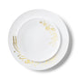 32 Piece Combo White and Gold Round Plastic Dinnerware Set 10.25" and 7.5" (16 Servings) - Chanukah - Pro Linens