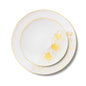 32 Piece Combo White and Gold Round Plastic Dinnerware Set (16 Servings) - Orchid - Pro Linens