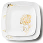 32 Piece Combo White and Gold Square Plastic Dinnerware Set (16 Servings) - Peony - Pro Linens