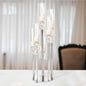 33" Clear 7 Arm Crystal Cluster Round Taper Candelabra, Candle Holder For Votive Pillar Candles With Mirror Base Pro Linens