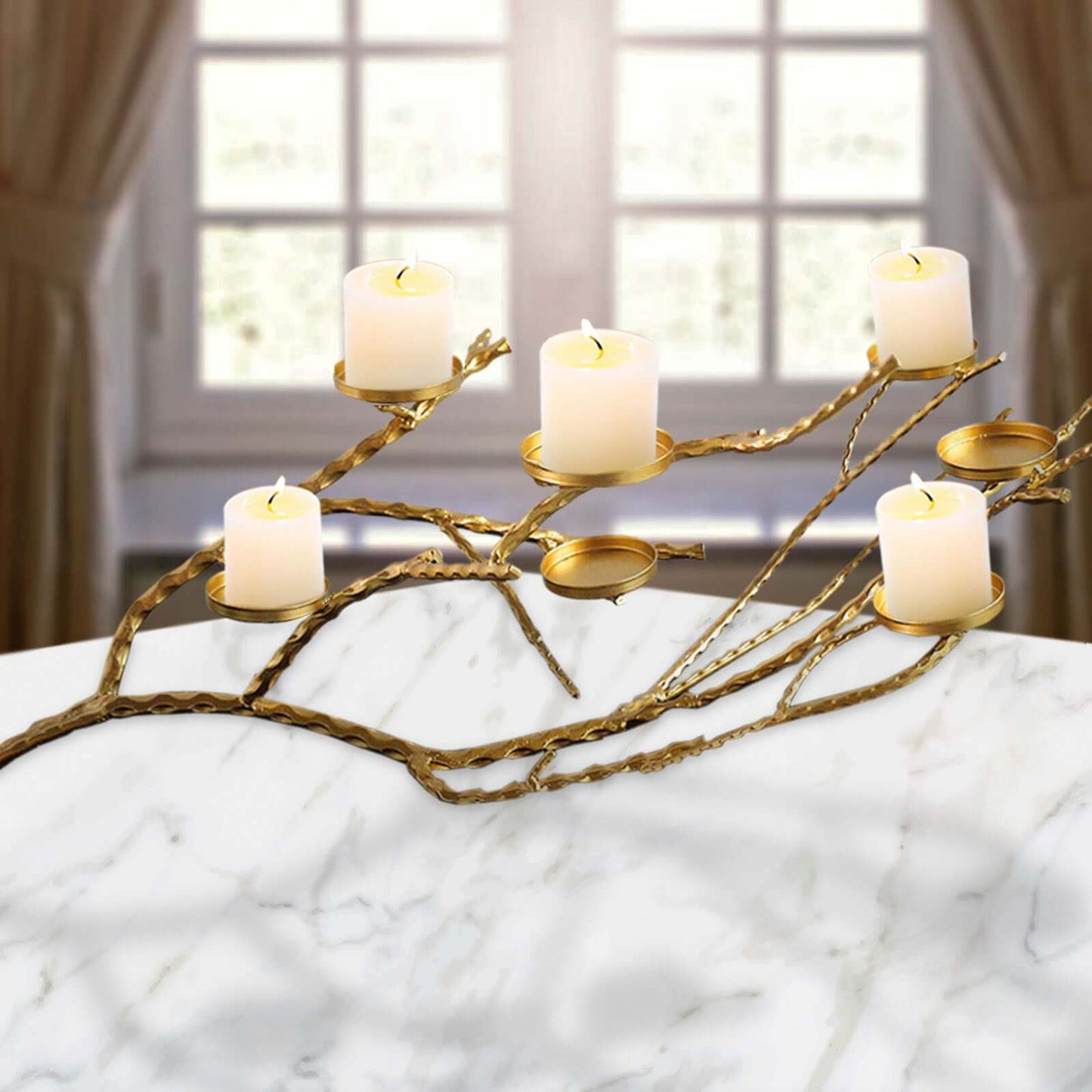 3ft Gold Manzanita Tree Branch Candelabra Metal Twig Branch Candle Holder Stand Pro Linens