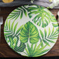 4 Pack 15" Round Green Tropical Leaf Woven Cotton Table Placemats, Indoor Outdoor Braided Dining Placemats Pro Linens