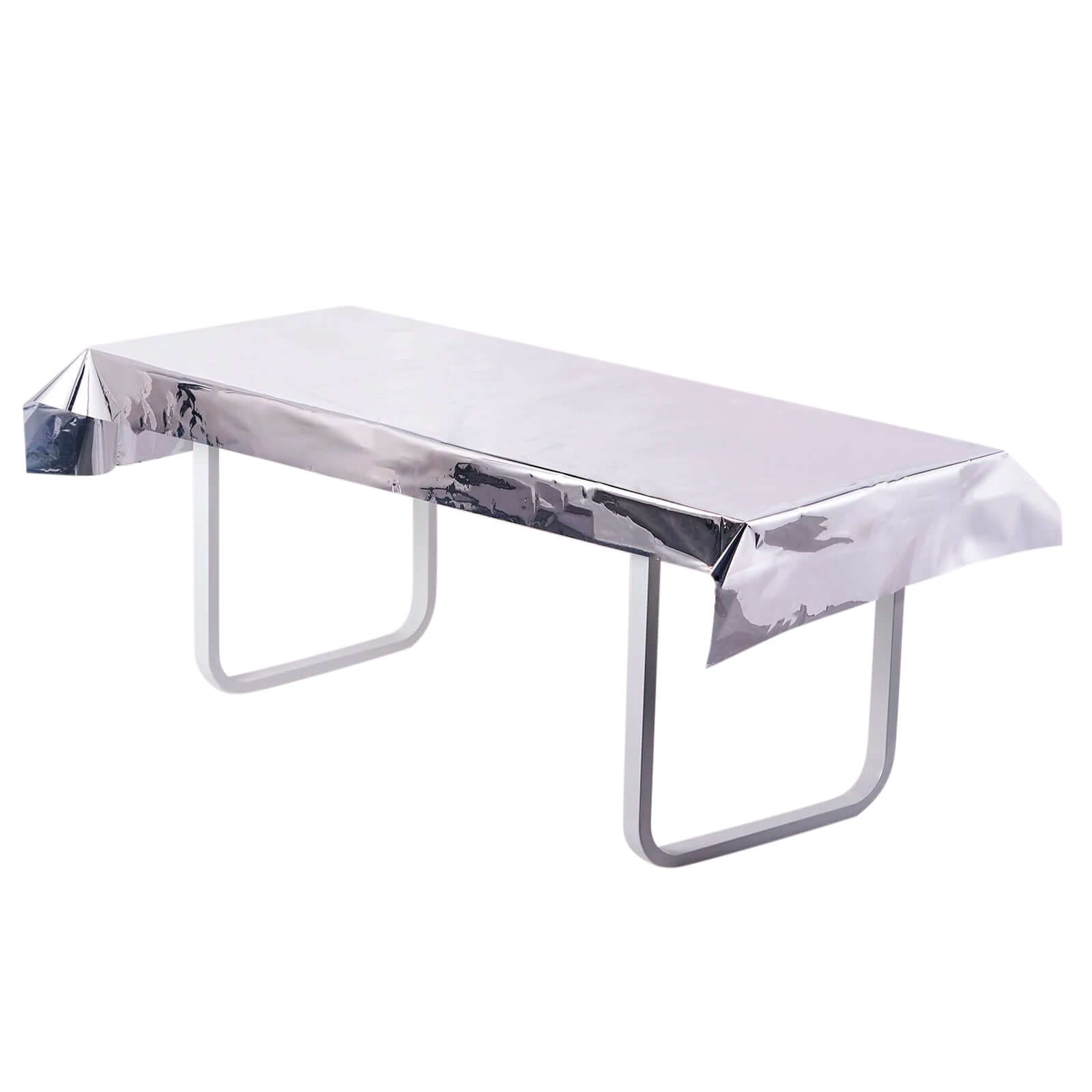 40"x90" Silver Metallic Foil Rectangle Tablecloth, Disposable Table Cover - Pro Linens