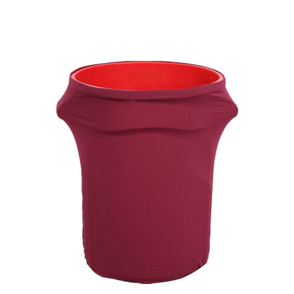 41-50 Gallons Burgundy Stretch Spandex Round Trash Bin Container Cover Pro Linens