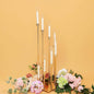 42" Gold 8 Arm Cluster Taper Candle Holder With Clear Glass Shades, Large Candle Arrangement Pro Linens