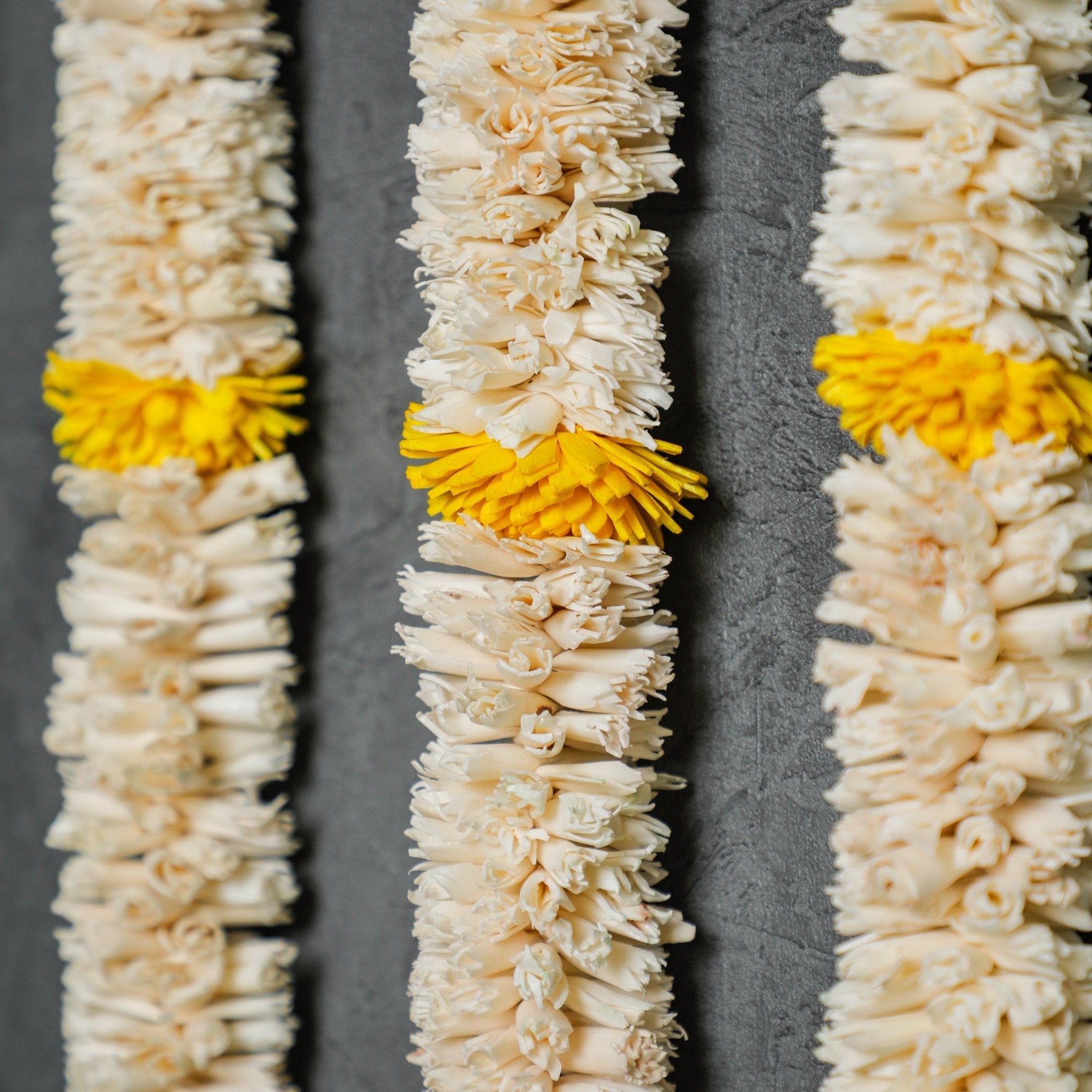 5 Ft White & Yellow Shola Garland Shola wood PRO Indian