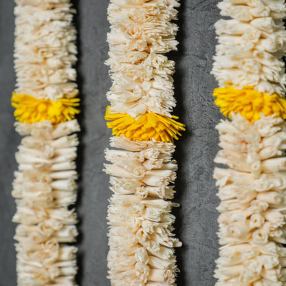 5 Ft White & Yellow Shola Garland Shola wood PRO Indian