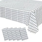 5 Pack Black White Grid Rectangle Plastic Table Covers, 54"x108" Checkered PVC Waterproof Disposable Tablecloths - Pro Linens