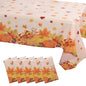 5 Pack Orange Thanksgiving Rectangle Plastic Table Covers, PVC Waterproof Disposable Tablecloths with Fall Maple Leaves Pumpkin Print - 54"x108" - Pro Linens