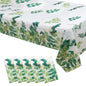 5 Pack White Green Rectangle Plastic Table Covers with Eucalyptus Leaves Print, 54"x108" PVC Waterproof Disposable Tablecloths - Pro Linens