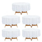 5 Pack White Round Plastic Table Covers, 84" PVC Waterproof Disposable Tablecloths Pro Linens