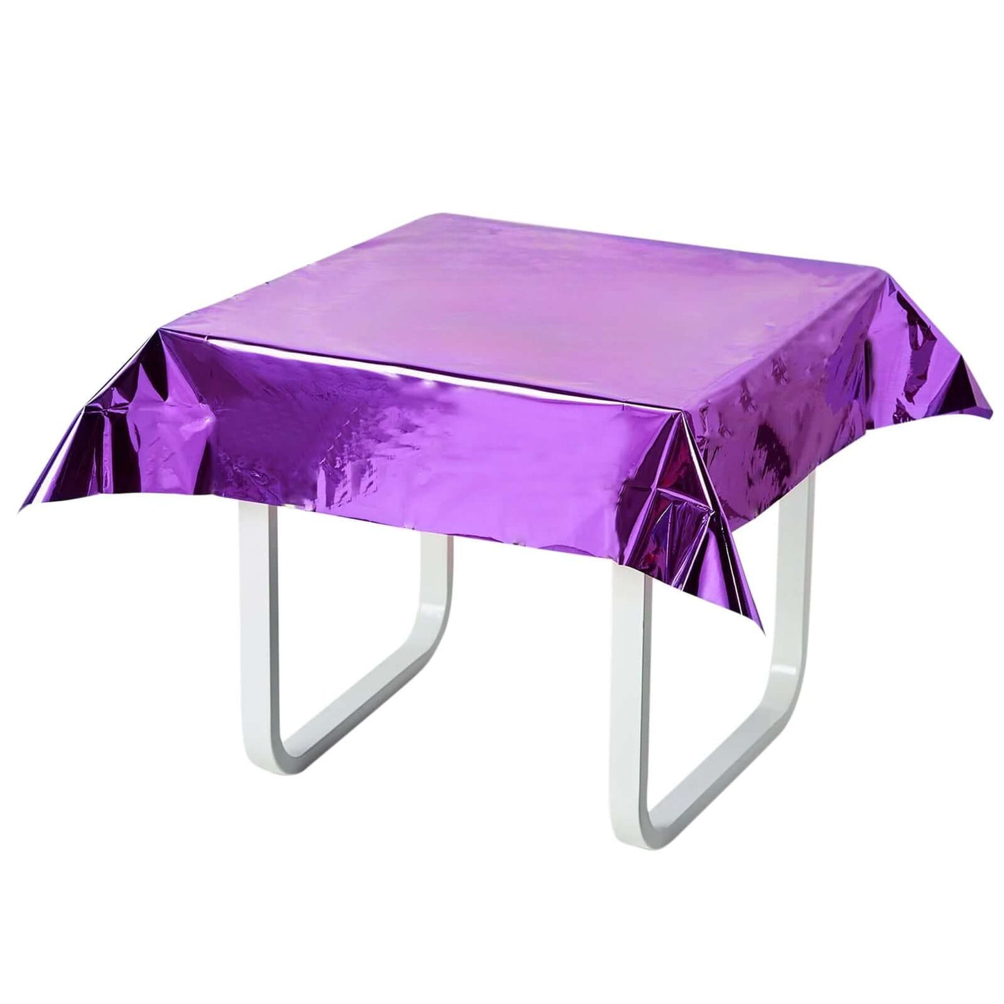 50"x50" Purple Metallic Foil Square Tablecloth, Disposable Table Cover - Pro Linens