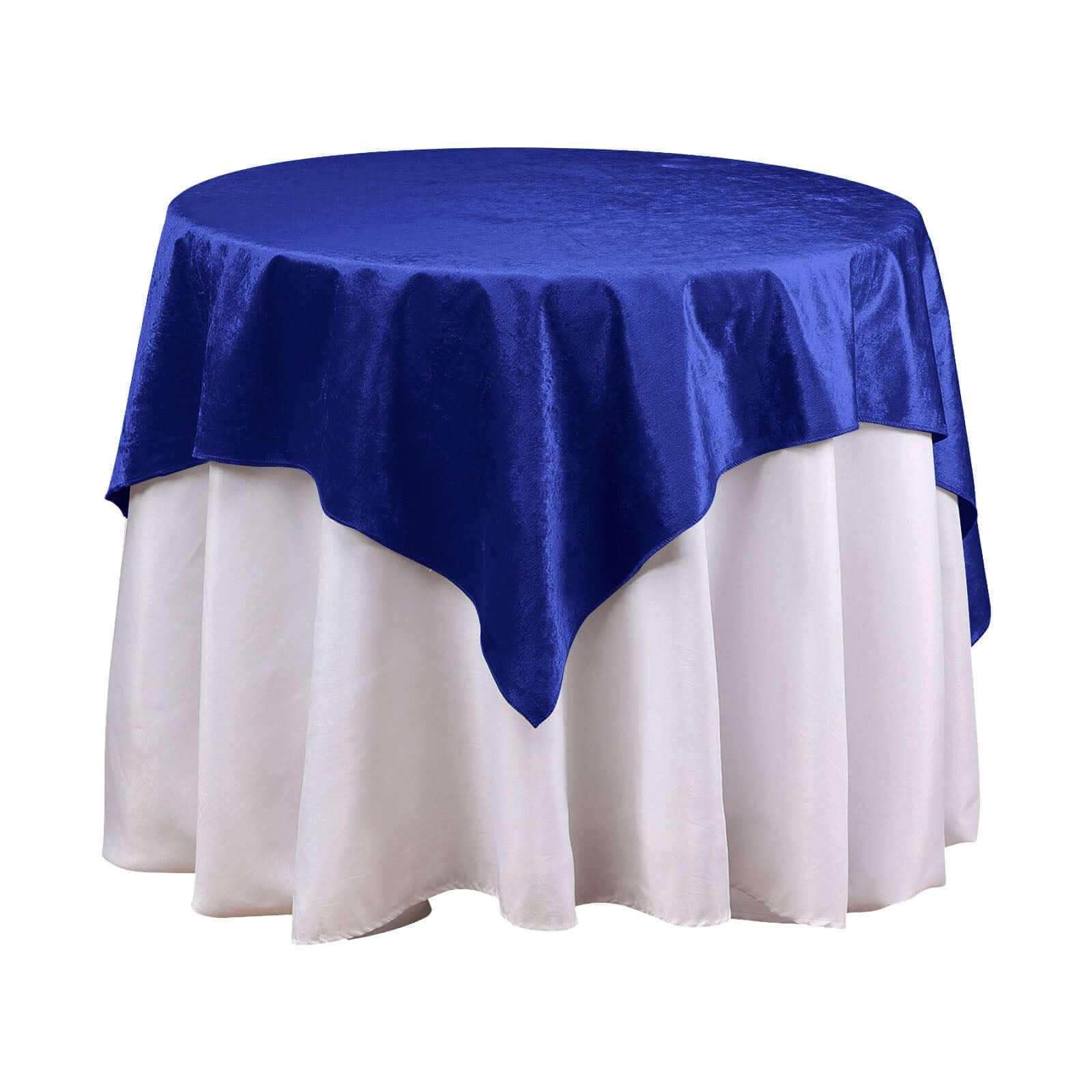 54"x54" Royal Blue Seamless Premium Velvet Square Table Overlay, Reusable Linen Pro Linens