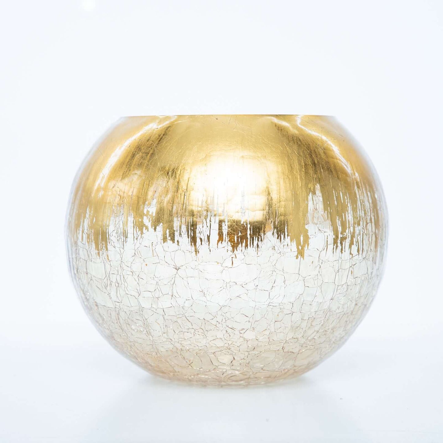 6" Gold Foiled Crackle Glass Flower Vase, Bubble Vase Pro Linens