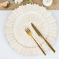 6 Pack 13" Antique White Sunray Acrylic Plastic Charger Plates, Round Scalloped Rim Disposable Serving Trays Pro Linens