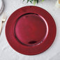 6 Pack 13" Beaded Burgundy Acrylic Charger Plate, Plastic Round Dinner Charger Event Tabletop Decor Pro Linens