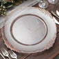 6 Pack 13" Clear Rose Gold Embossed Baroque Round Charger Plates With Antique Design Rim Pro Linens