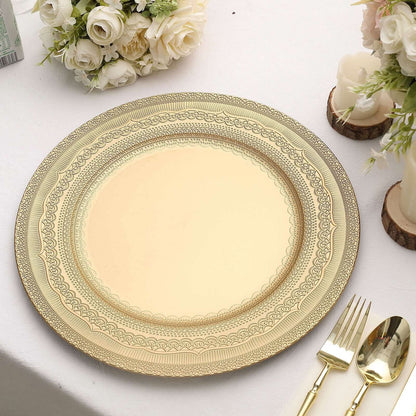 6 Pack 13" Gold Boho Lace Embossed Acrylic Plastic Charger Plates Pro Linens