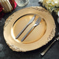 6 Pack 13" Gold Embossed Baroque Round Charger Plates With Antique Design Rim Pro Linens