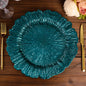 6 Pack 13" Peacock Teal Round Reef Acrylic Plastic Charger Plates, Dinner Charger Plates Pro Linens