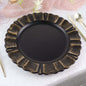 6 Pack 13" Round Matte Black Acrylic Plastic Charger Plates With Gold Brushed Wavy Scalloped Rim Pro Linens