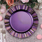 6 Pack 13" Round Purple Acrylic Plastic Charger Plates With Gold Brushed Wavy Scalloped Rim Pro Linens