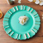 6 Pack 13" Round Turquoise Acrylic Plastic Charger Plates With Gold Brushed Wavy Scalloped Rim Pro Linens