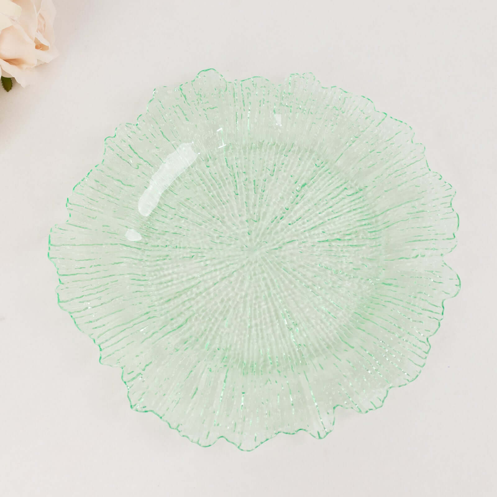 6 Pack 13" Transparent Green Round Reef Acrylic Plastic Charger Plates, Dinner Charger Plates Pro Linens