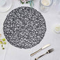 6 Pack Black Vinyl Placemats, Decorative Woven Non-Slip Round Table Mats 15" Pro Linens