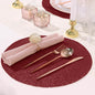 6 Pack Burgundy Sparkle Vinyl Placemats, Non Slip Decorative Round Glitter Table Mat Pro Linens