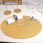 6 Pack Champagne Sparkle Vinyl Placemats, Non Slip Decorative Oval Glitter Table Mat Pro Linens