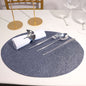 6 Pack Charcoal Gray Sparkle Vinyl Placemats, Non Slip Decorative Oval Glitter Table Mat Pro Linens