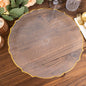 6 Pack Clear Sunflower Economy Plastic Charger Plates with Gold Scalloped Rim, 13" Round Decorative Dinner Serving Trays Pro Linens