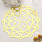 6 Pack Metallic Gold Foil Laser Cut Geometric Star Table Mats, 13" Round Disposable Cardboard Dining Placemats - 700 GSM Pro Linens