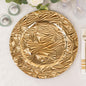 6 Pack Metallic Gold Rock Cut Acrylic Charger Plates, 13" Round Plastic Decorative Serving Plates Pro Linens