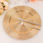 6 Pack Metallic Gold Swirl Rattan Acrylic Charger Plates, 13" Round Plastic Dinner Serving Plates Pro Linens