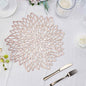 6 Pack Rose Gold Metallic Vinyl Placemats, Floral Non-Slip Round Dining Table Mats 15" Pro Linens