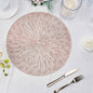 6 Pack Rose Gold Metallic Vinyl Placemats, Non-Slip Spiked Design Round Table Mats 15" Pro Linens